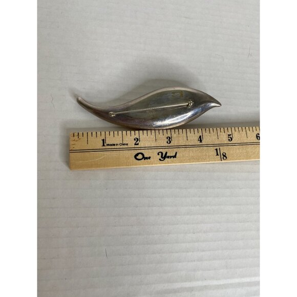 Vintage Jondell Spain signed Sterling Silver Elegant Curved Leaf Brooch Pin - Picture 6 of 7